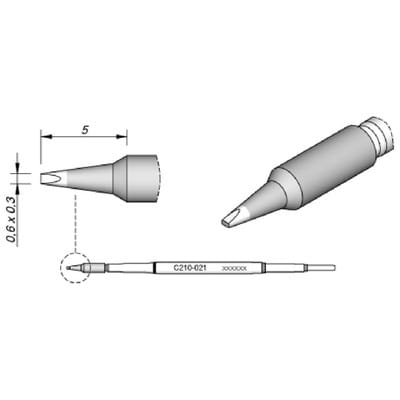 Lötspitze Serie C210, Meißelform, C210021/0,6 x 0,3mm, gerade
