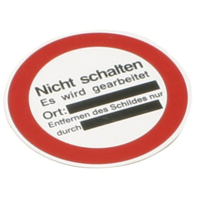 Verbotszeichen "Nicht schalten es wird gearbeitet" ø200mm, Aufhängeloch