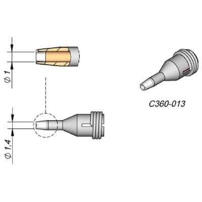 Entlötspitze Serie C360, C360013/ø1,0mm, Außen-ø1,4mm, Padcleaning