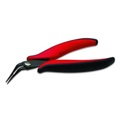 Mikro-Elektronik-Spitzzange, 152mm, gebogen, glatte Backen