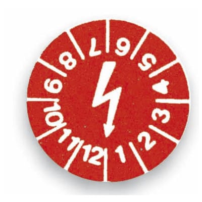 Prüfplaketten Blitz rot