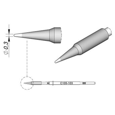 Lötspitze Serie C115, Rundform, C115103/ø0,3mm, gerade