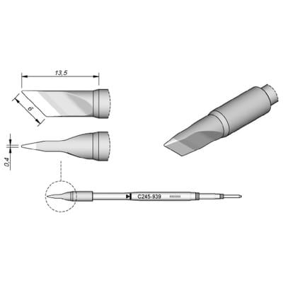 Lötspitze Serie C245 Klingenform, C245939/6,0 x 0,4mm, gerade