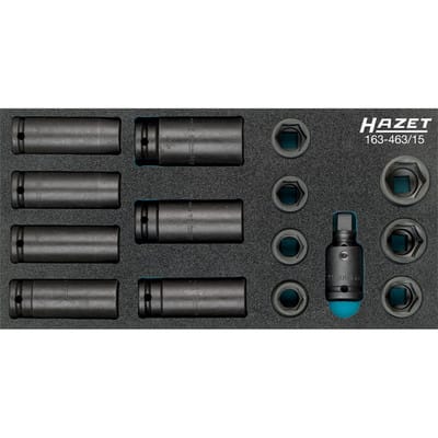 Steckschlüssel-Satz 163-463/15, 1/2", 15-teilig für Sechskant 17-27mm