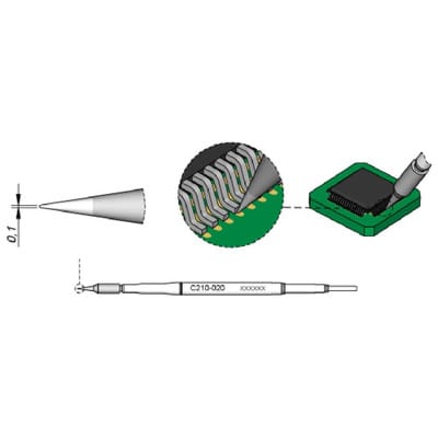 Lötspitze Serie C210, Rundform, C210020/ø0,1mm, gerade
