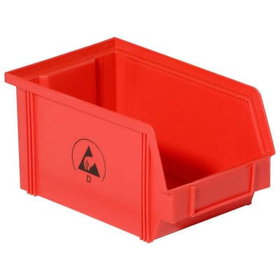 IDP-STAT-Sichtlagerkasten, ESD, 350 x 200 x 145mm, rot
