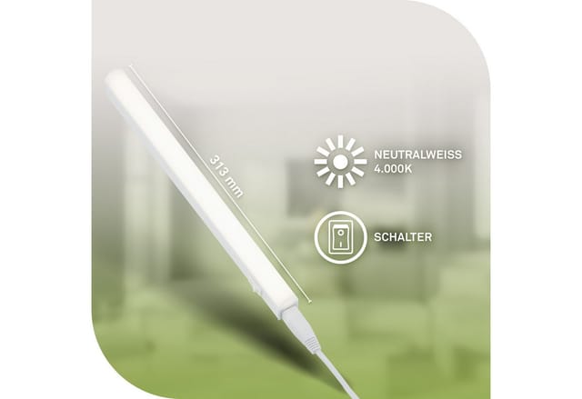 Briloner Led Unterbauleuchte Mit Eek A Lichtquelle 31,3x2,2x3 Cm 1,8w 380lm 4000k Neutralweiß 10cm Verlängerungskabel Weiß - Küchenlampe Schranklicht Küche