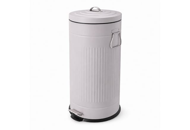 Relaxdays Mülleimer, 30 Liter, Küche, Entnehmbarer Inneneimer, Fußpedal, Softclose, Metall, Retro Tretmülleimer, Grau
