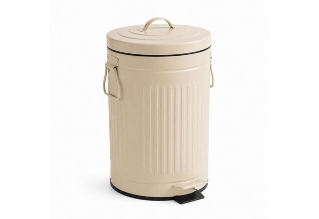 Relaxdays Mülleimer, 12 Liter, Küche, Bad, Entnehmbarer Inneneimer, Fußpedal, Softclose, Metall, Tretmülleimer, Beige