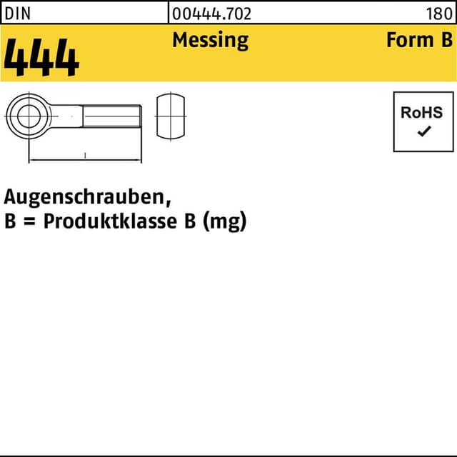 Augenschrauben DIN 444 Form B Messing M12 x 70mm
