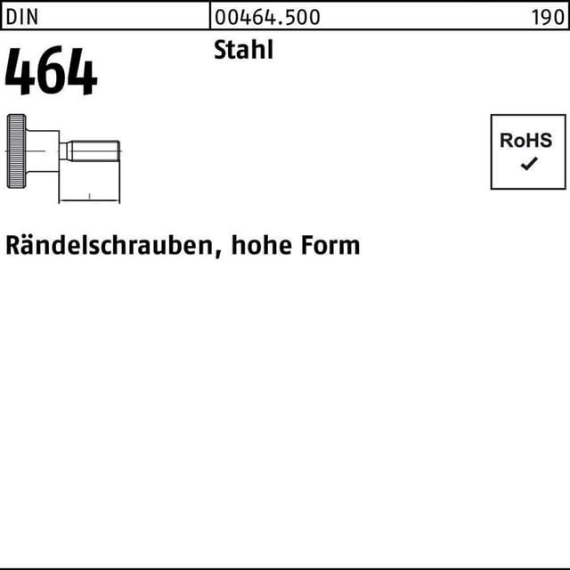 Rändelschraube hohe Form DIN 464 Stahl 5.8 M5 x 10mm