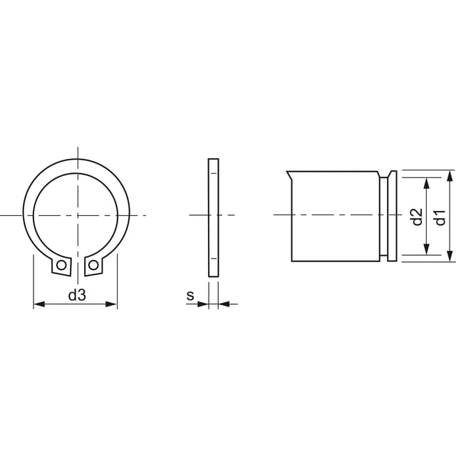 Sicherungsringe für Wellen, DIN 471 Federstahl ø16 x 1mm