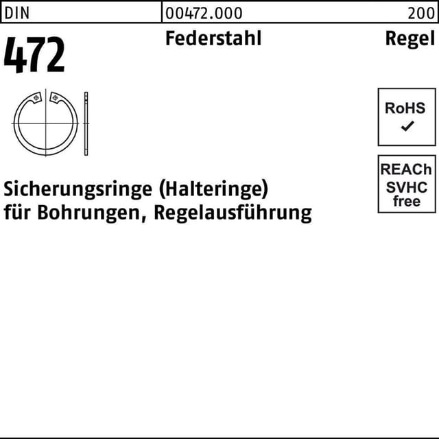 Sicherungsringe für Bohrungen, DIN 472 Federstahl ø125 x 4mm
