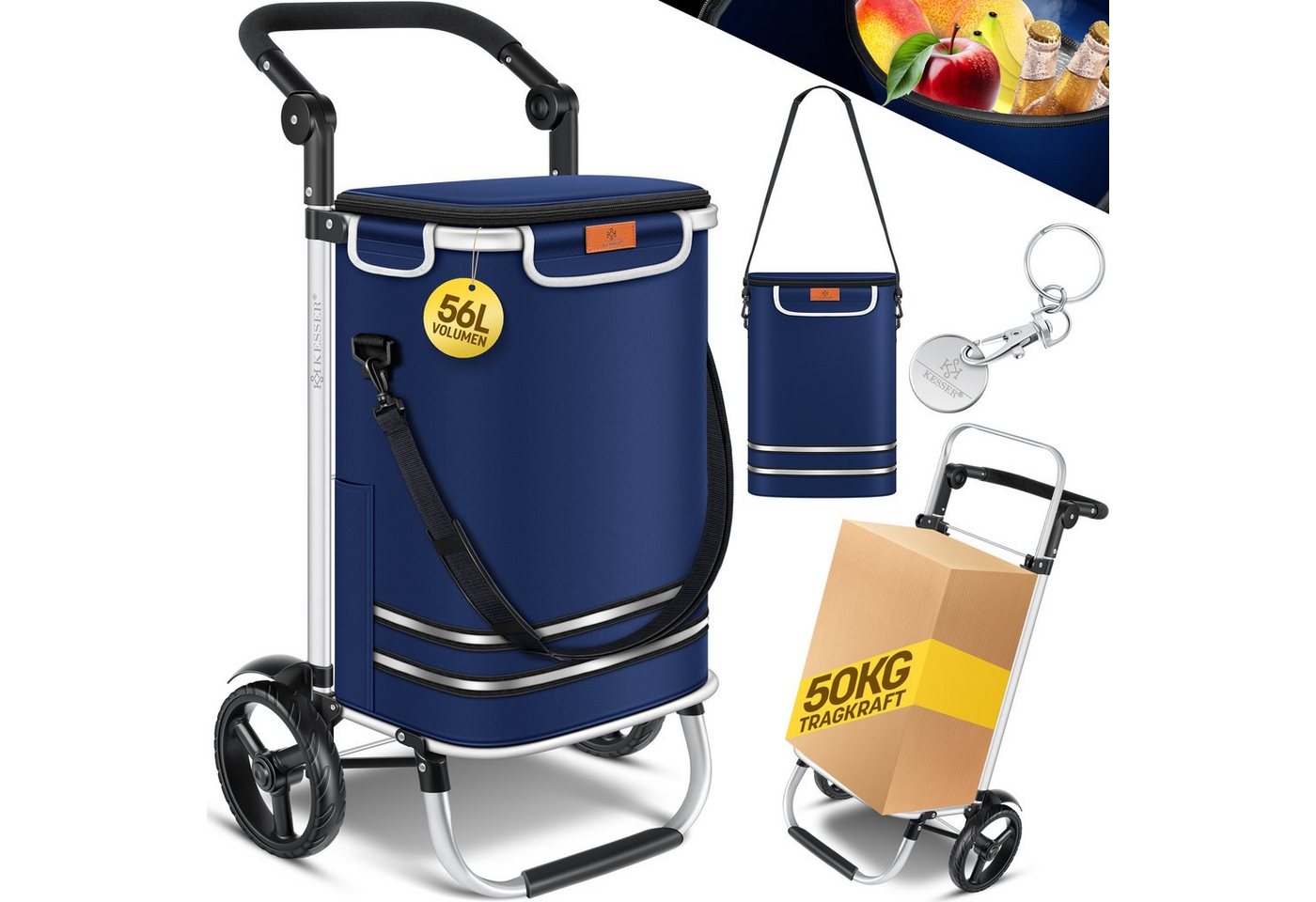 Kesser® Einkaufstrolley Klappbar 56l Bis 50kg, 3in1 Sackkarre & Umhängetasche – Einkaufstrolley Bild 4