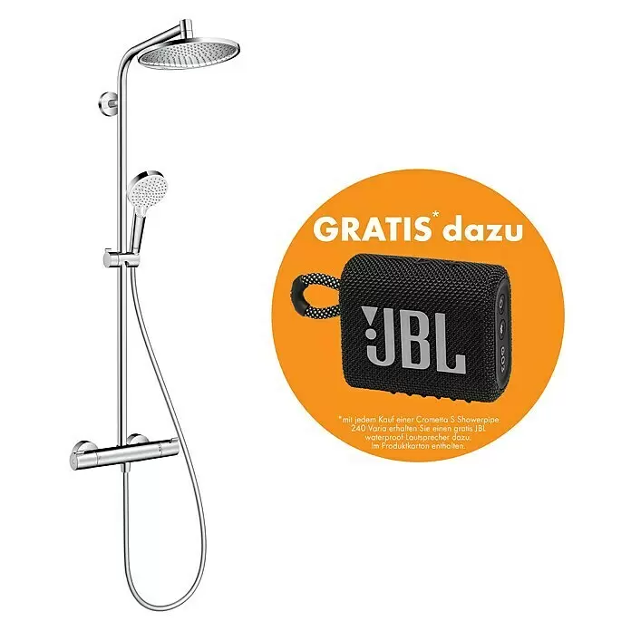 Hansgrohe Crometta Duschsystem Showerpipe S 240 Vario (Durchmesser Kopfbrause: 24 cm, Anzahl Strahlarten: 2 Stk., Chrom)