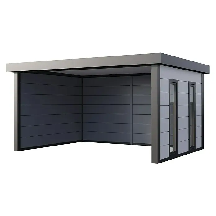 Telluria Standard-Pavillon Singolo 4836 inkl. Elektro-Set (Außenmaß inkl. Dachüberstand (B x T): 508 x 388 cm, Stahl, Weiß/Anthrazit, Inkl. Innenwandv