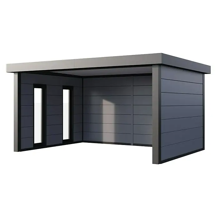 Telluria Standard-Pavillon Singolo 4836 inkl. Elektro-Set (Außenmaß inkl. Dachüberstand (B x T): 508 x 388 cm, Stahl, Lichtgrau/Anthrazit, Inkl. Innen