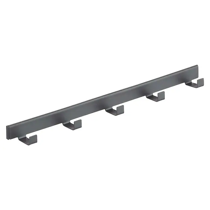 Elfa Décor+ by Hakenleiste (L x B x H: 4,6 x 41,1 x 3,6 cm, Anzahl Haken: 5 Stk., Grau matt)