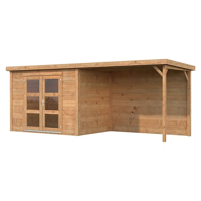 Palmako Gartenhaus Olivia (Außenmaß inkl. Dachüberstand (B x T): 580 x 206 cm, Holz, Braun)