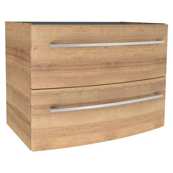 Camargue Swing K Waschtischunterschrank (B x T x H: 69,4 x 43,9 x 51,8 cm, Berg Eiche, Farbe Griff: Chrom)