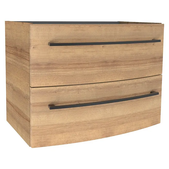Camargue Swing K Waschtischunterschrank (694 x 439 x 518 mm, Berg Eiche, Farbe Griff: Schwarz)