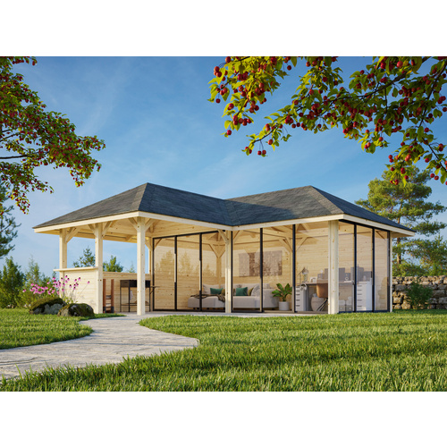 PALMAKO Pavillon, »Palmako Connect«, LxBxH: 523x523x300 cm, naturfarben