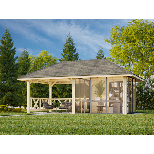 PALMAKO Pavillon, »Palmako Connect«, LxBxH: 504x504x300 cm, naturfarben