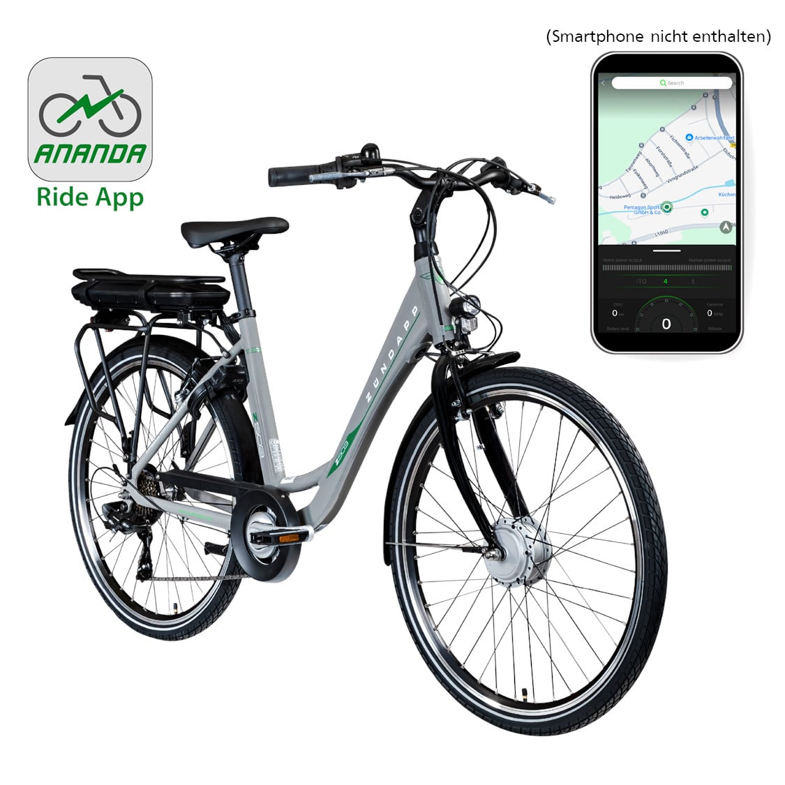 Zündapp E-Bike Z503 City 26 Zoll 7-Gang 522 Wh grau grün Bild 4