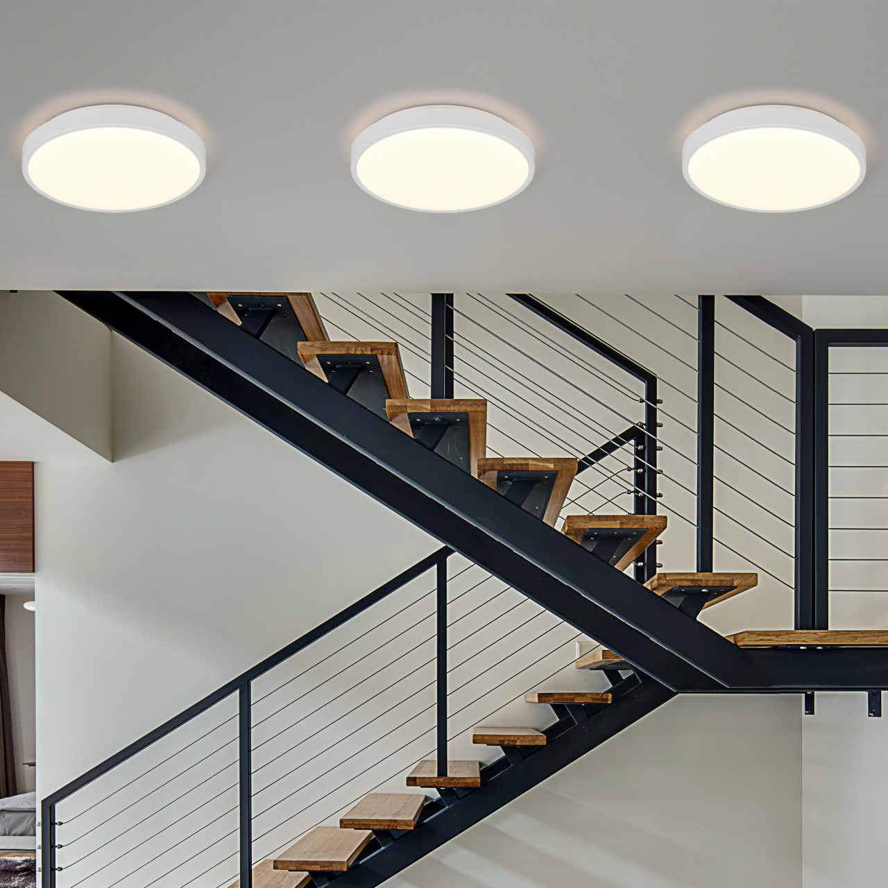 Reality LED-Deckenleuchte Slope Ø28,5 cm weiß matt neutralweiß Bild 3
