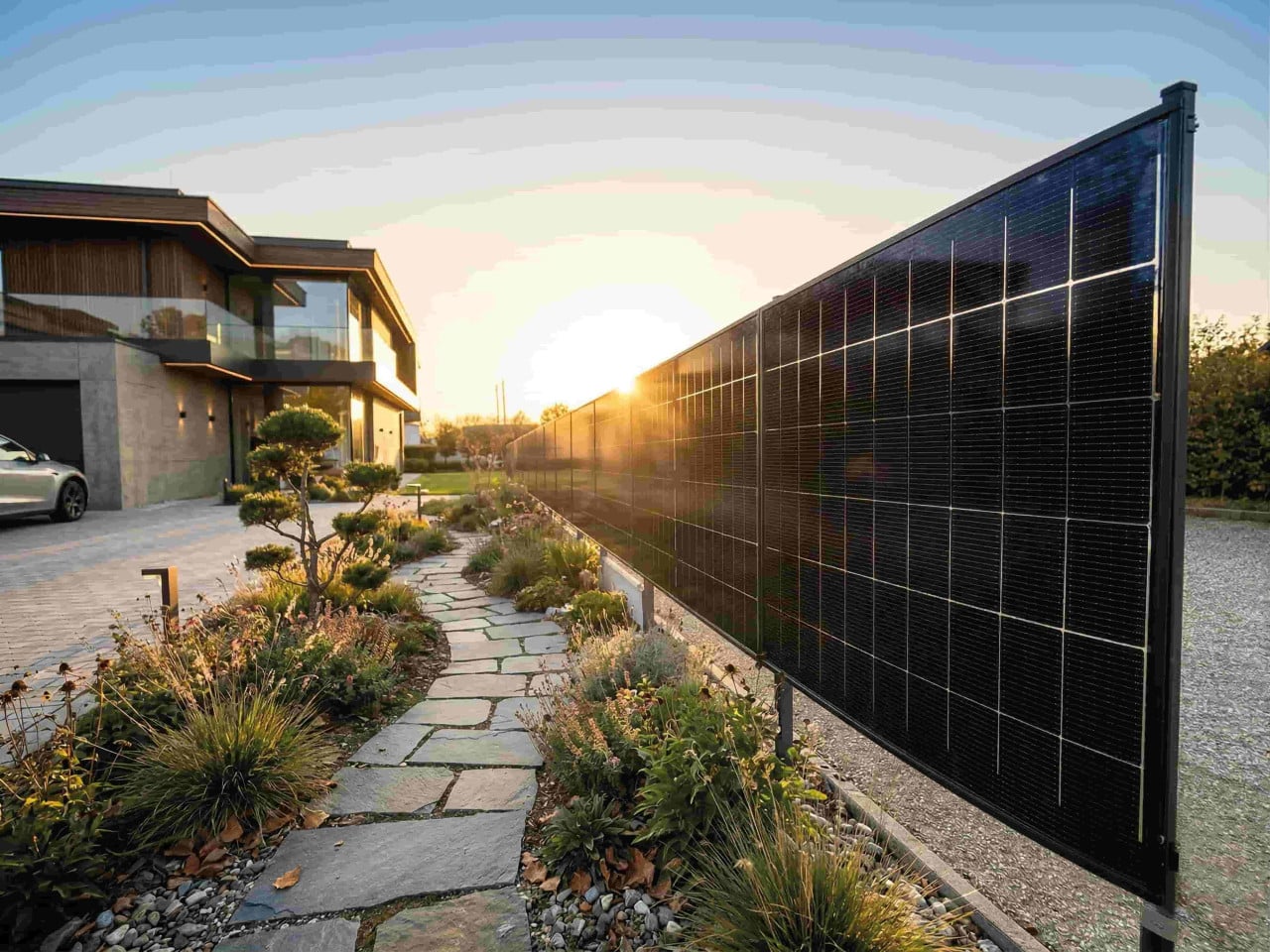 SunElements PV-Zaun ohne Wechselrichter 1350 Wp bifazial 3er Set