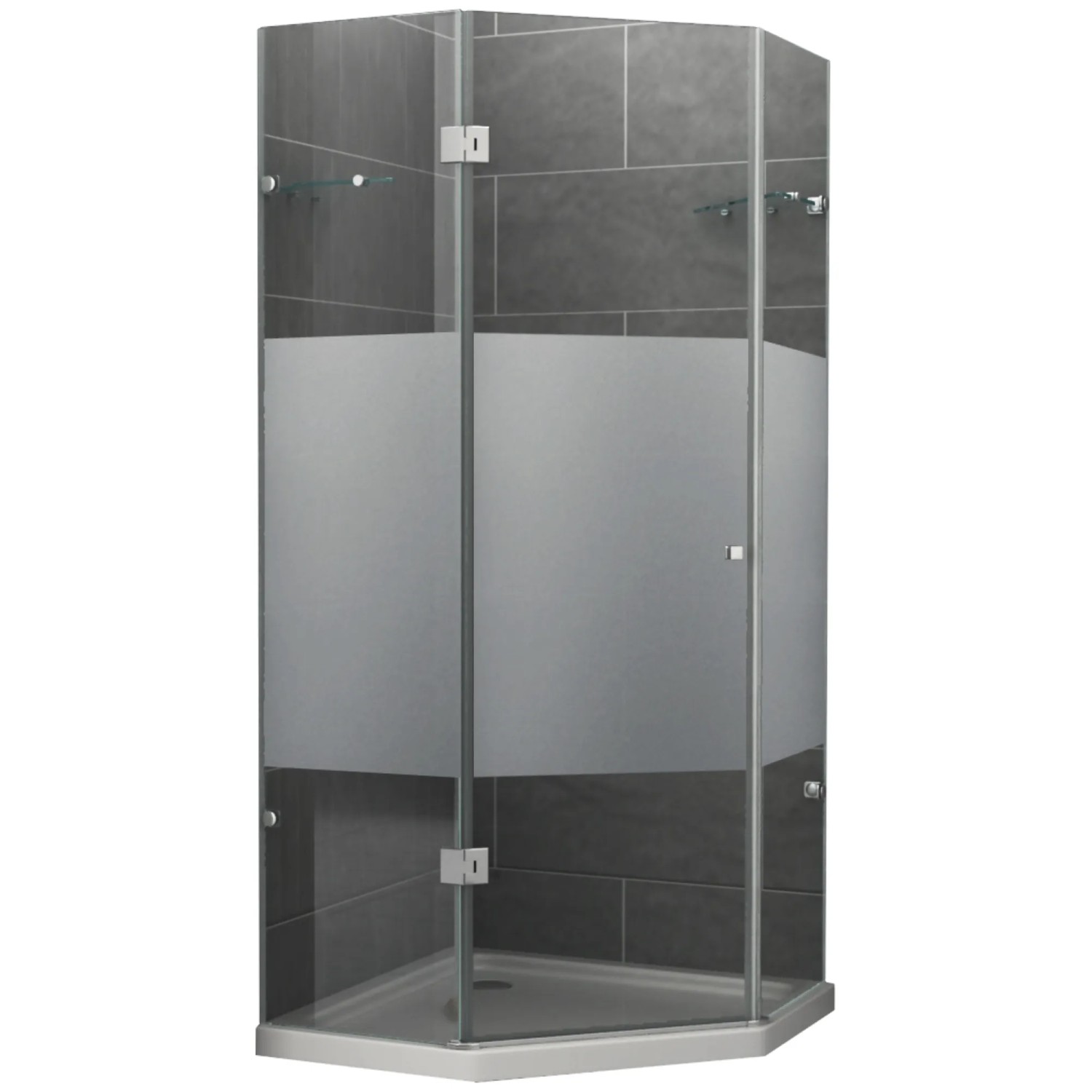 Dein Bau Projekt Dusche 5Eck Teilsatiniert 100 x 190 x 100 cm o. Wanne DIN Links