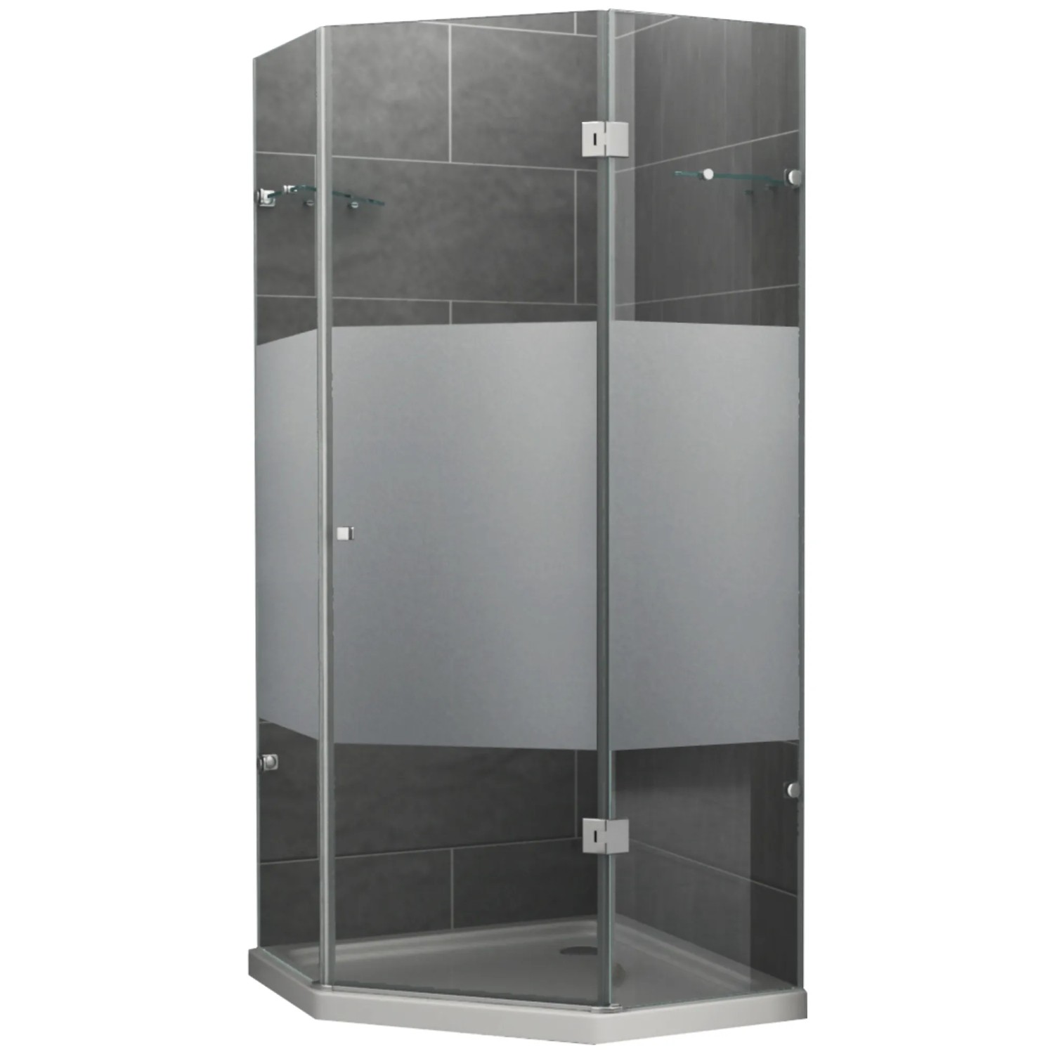 Dein Bau Projekt Dusche 5-Eck Teilsatiniert 80 x 190 x 80 cm o. Wanne DIN Rechts