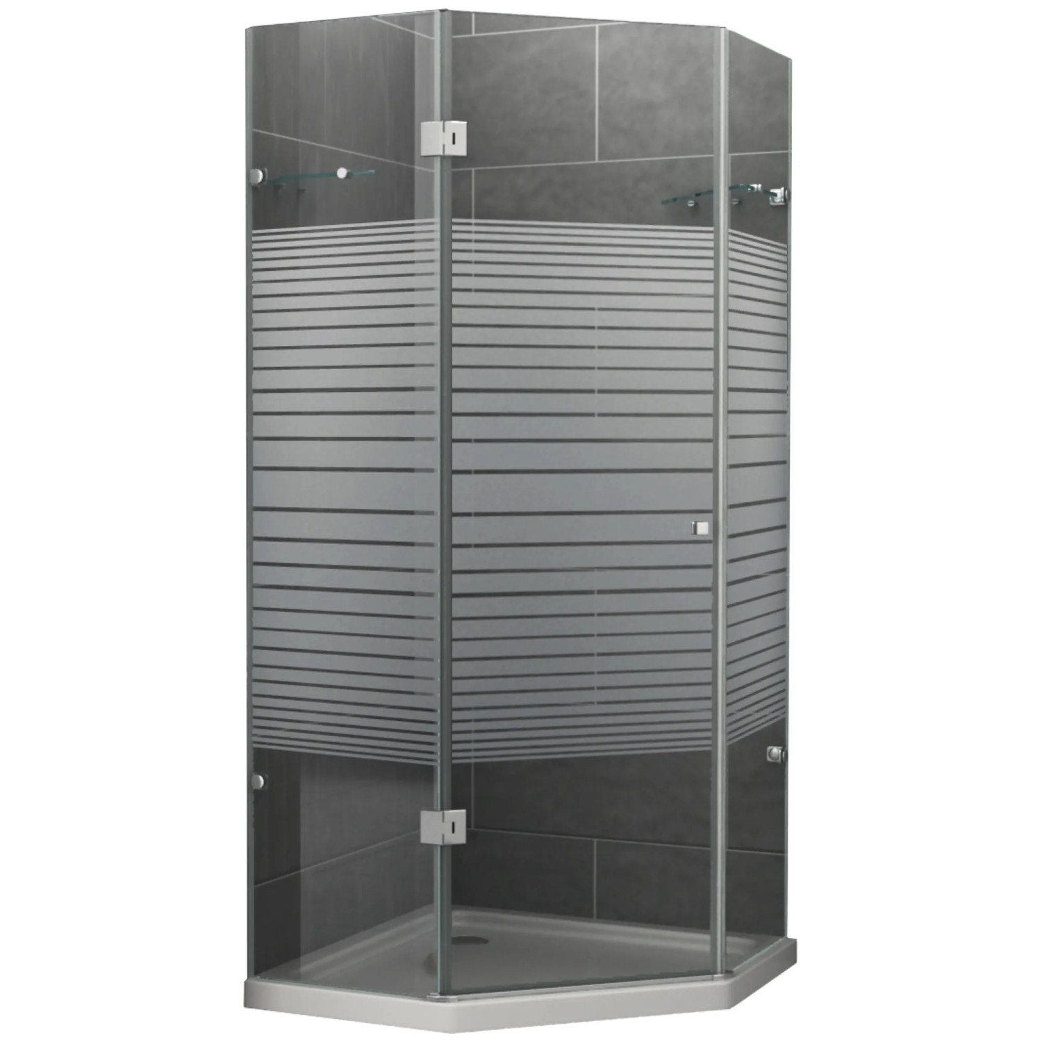 Dein Bau Projekt Duschkabine 5-Eck Gestreift 80 x 190 x 80 cm o. Wanne DIN Links