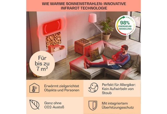 Klarstein Wonderwall Air Art Smart Infrarotheizung Wandinstallation App-Steuerung Motiv Spiel 120x30 cm 350 W Schwarz