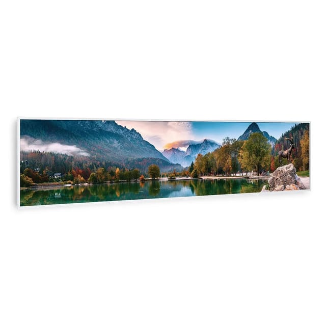 Klarstein Wonderwall Air Art Smart Infrarotheizung Wandinstallation App-Steuerung Motiv See 120x30 cm 350 W Weiß