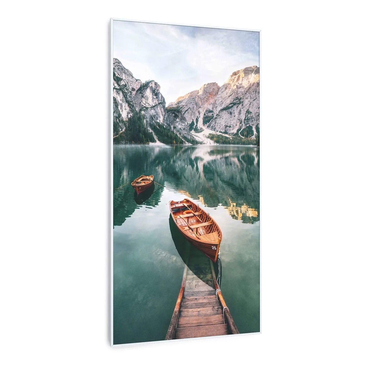 Klarstein Wonderwall Air Art Smart Infrarotheizung Wandinstallation App-Steuerung Motiv See Vertikal 60x120 cm 700 W Weiß