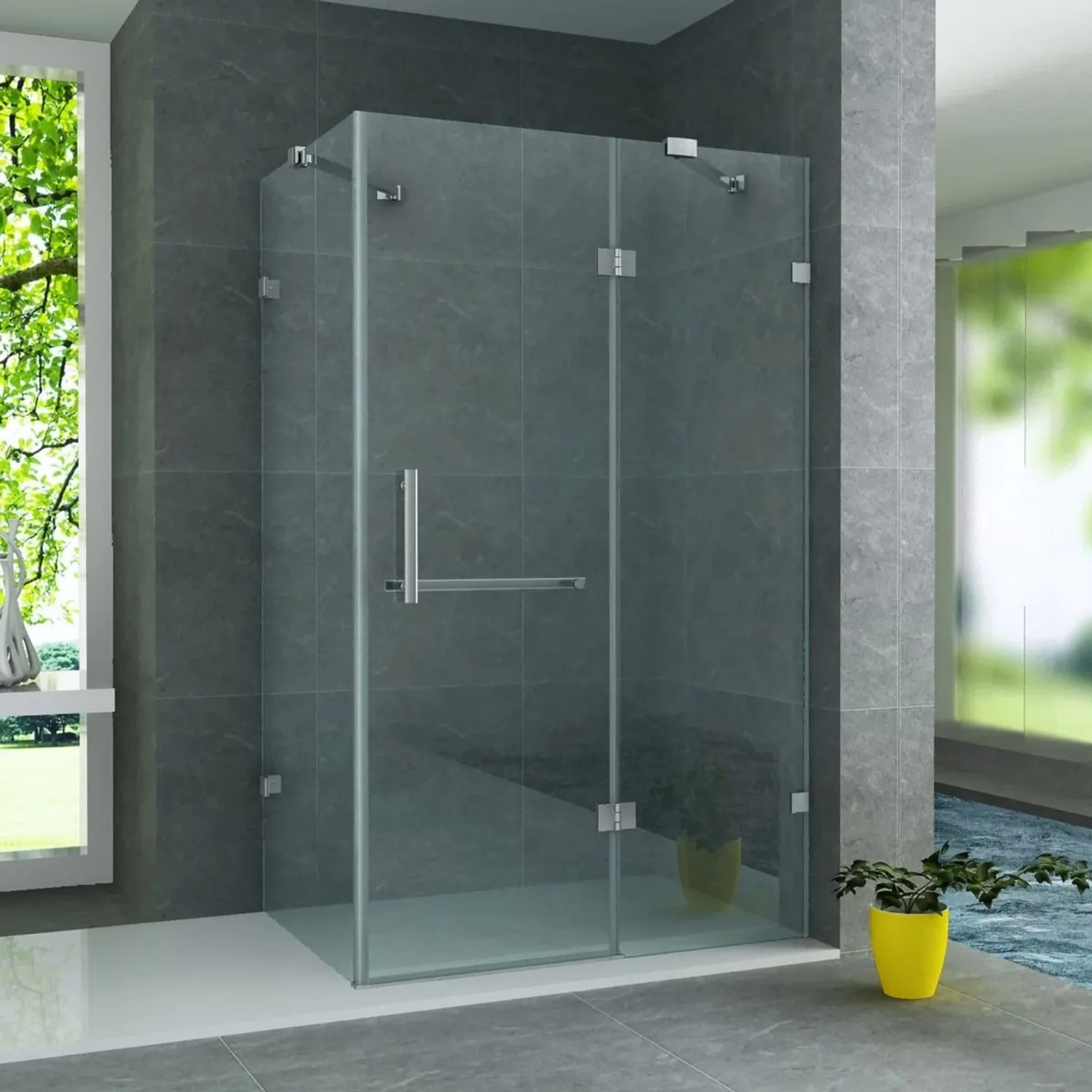 Belvit Duschkabine mit Pendeltür 8 mm ESG Glas mit Nano Beschichtung 80x120x195 cm