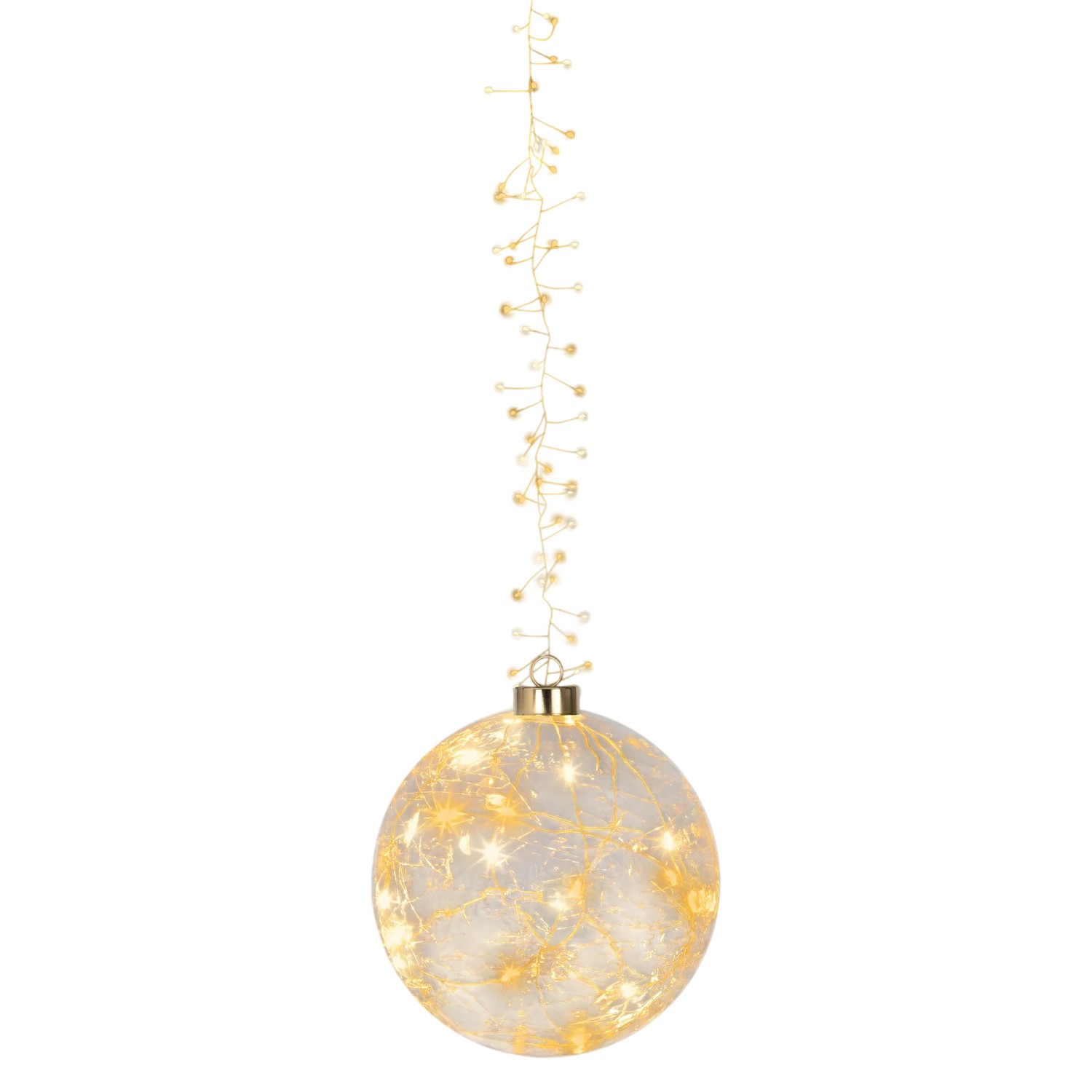 Lumineo LED-Glas-Weihnachtskugel Ø 14 cm Transparent