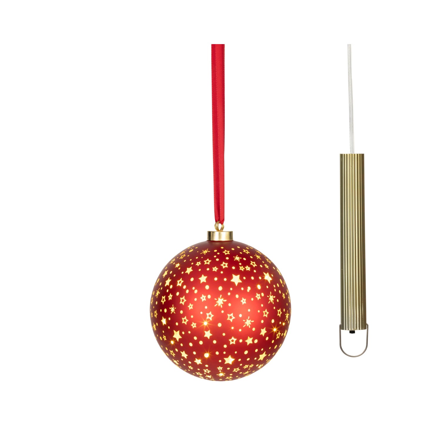Lumineo LED-Glas-Weihnachtskugel Ø 19 cm Rot