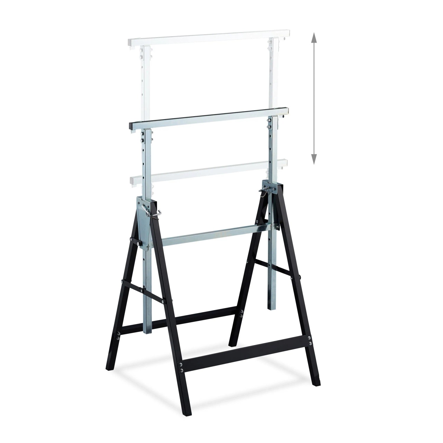 Relaxdays Klappbock 2er Set Stahl Schwarz Höhenverstellbar 130 cm x 68,5 cm x 58 cm 4,7 kg