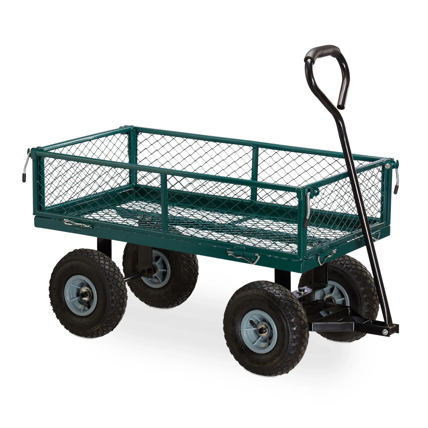 Relaxdays Handwagen Stahl Dunkelgrün Klappbar 53,5 cm x 50 cm x 109 cm 15,5 kg