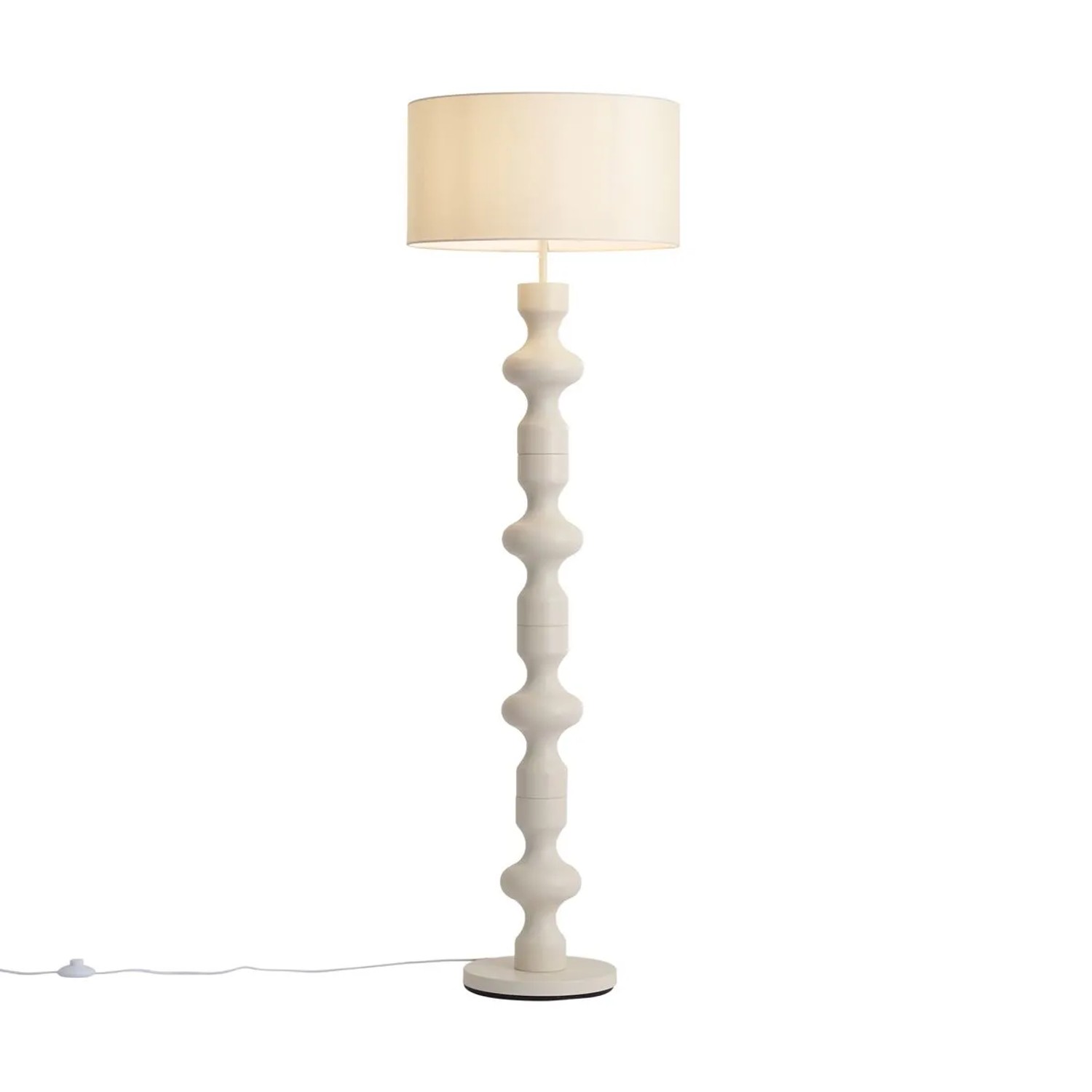 QAZQA Retro Stehleuchte Beige mit STOffschirm 160cm Captain