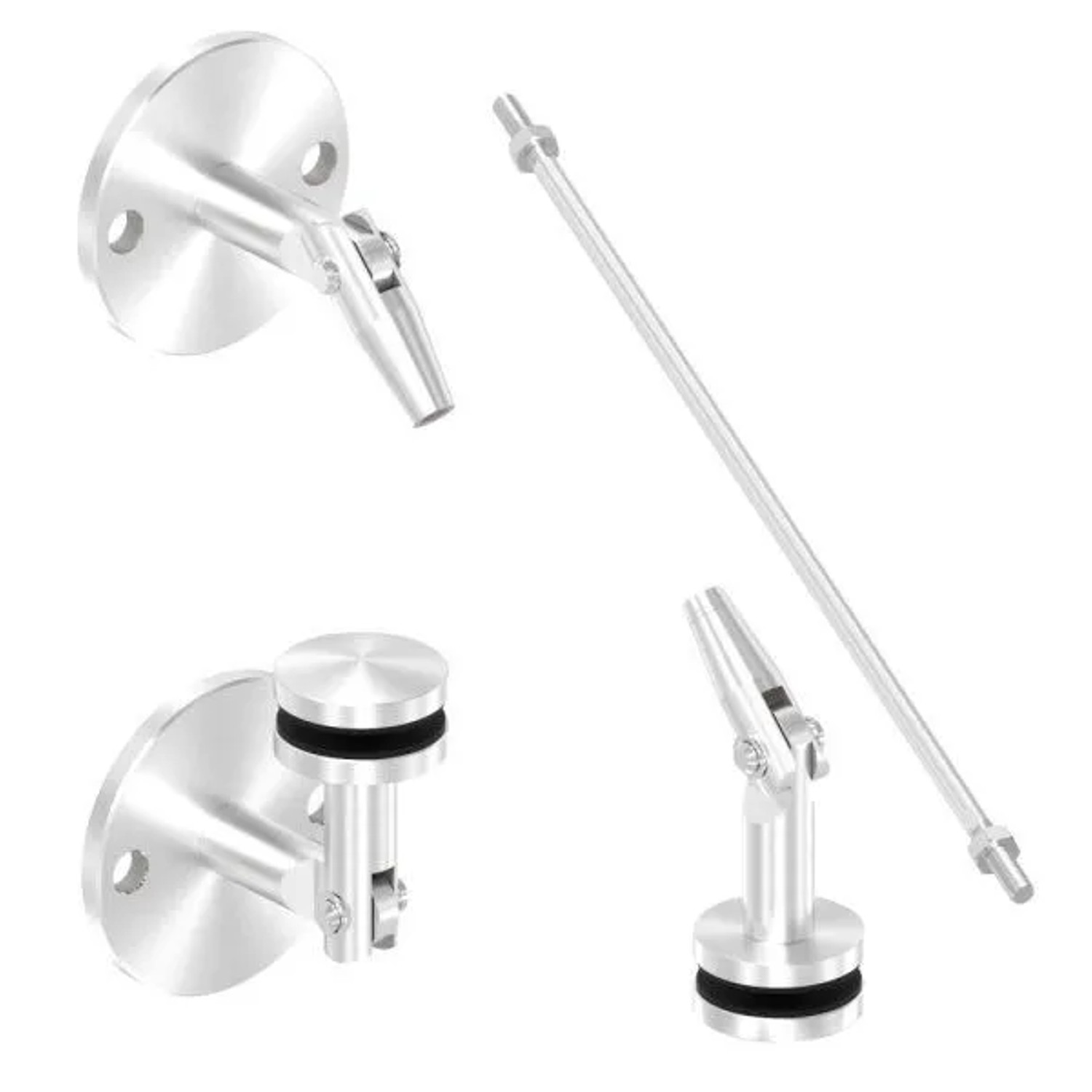 FeNau Vordachsystem Abgehangen Edelstahl V2A Punkthalter Ø 52 mm Zugstange L = 940 mm 1 Achse