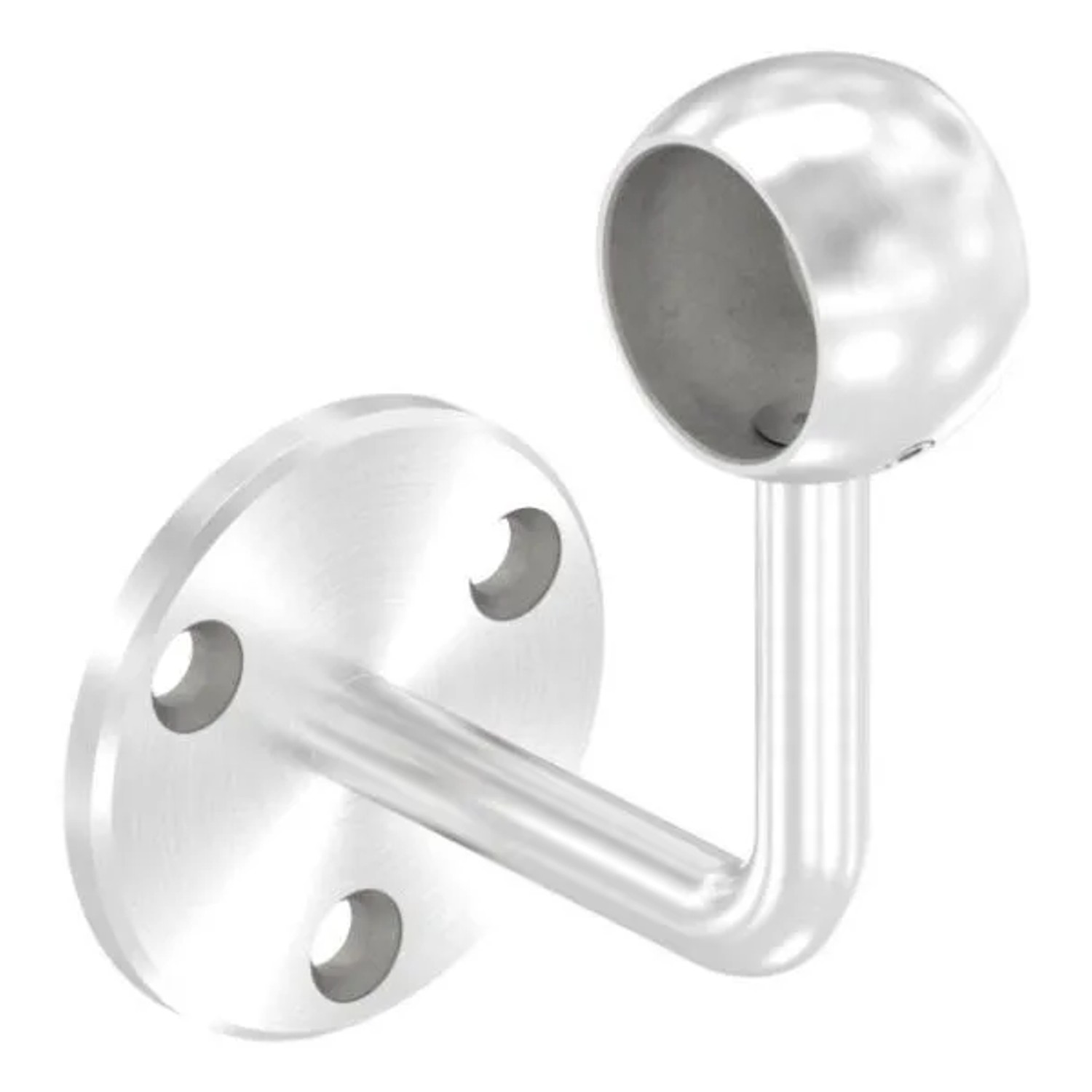 FeNau Handlaufhalter V2A Für Rohr 33,7 mm Ronde 70x6 mm Wandabstand 80 mm Kugelring Verschweißt