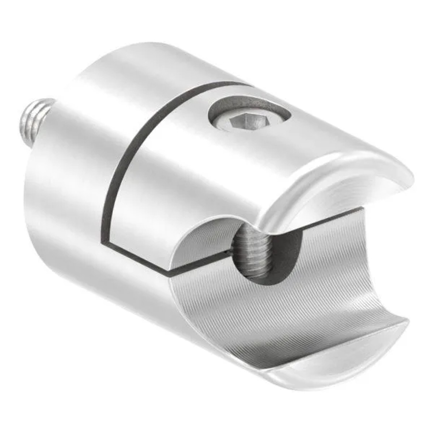 FeNau Halter Edelstahl V2A Für Klemmprofil Ø 18 mm Gerade Geschliffen Korn 240