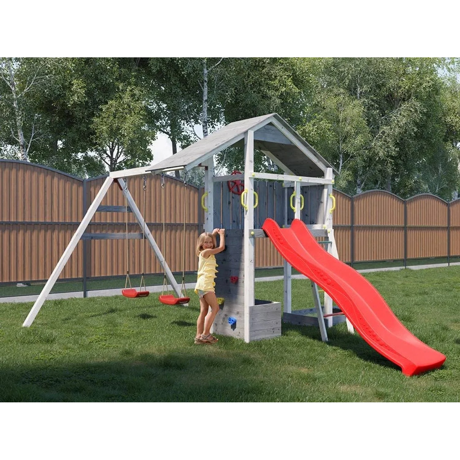Fungoo Spielturm Smart 4 Grau-weiß