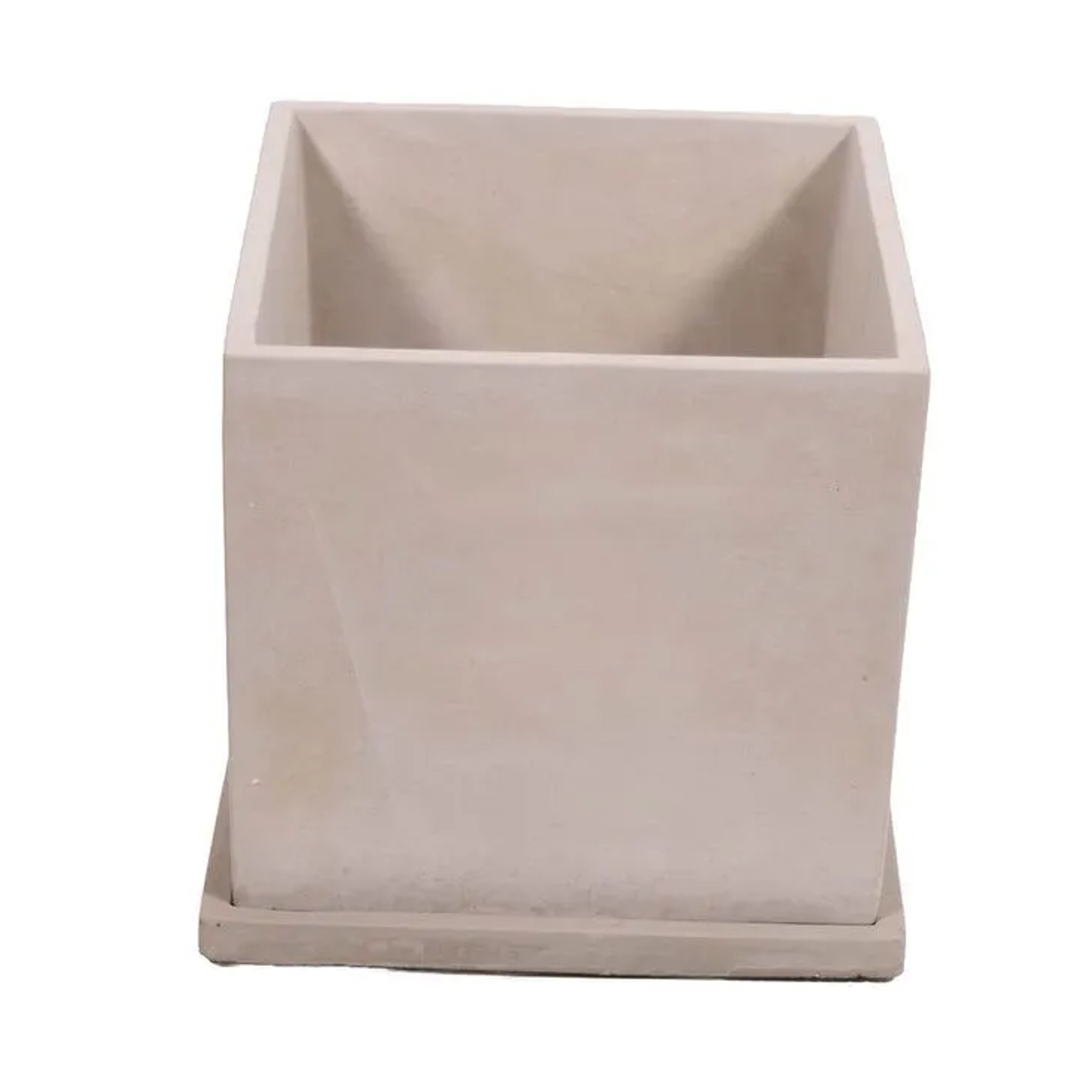 Schweng Blumentopf Aus Zement Eckig Natural Color Mit Untersetzer 21 x 23 x 21 Cm