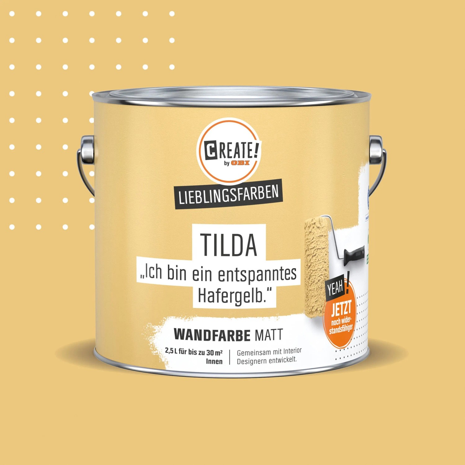 CREATE! by OBI Wandfarbe Lieblingsfarbe Tilda Hafergelb Matt 2,5,