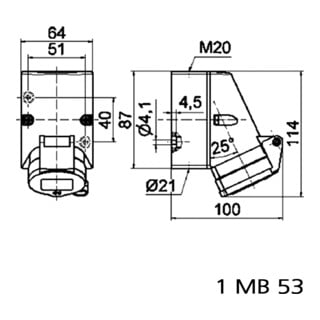 BALS Wandsteckdose 16A 3p 230V 6h IP44 119