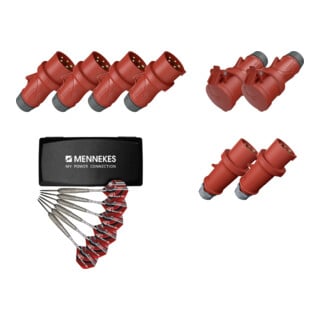 MENNEKES Aktionspaket 12153 16A 5p 400V IP54 Stecker Kupplung Phasenwender inkl. Steeldarts